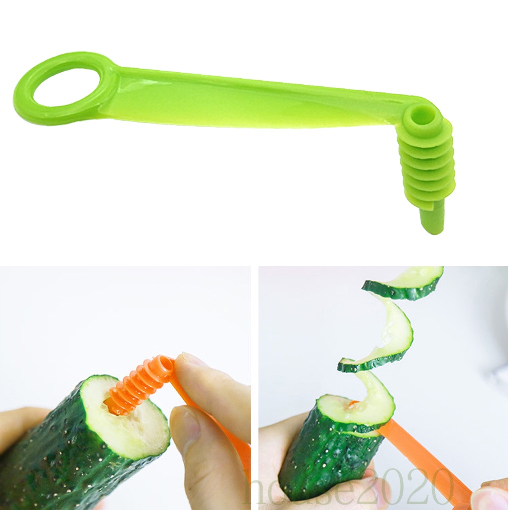 [HOUSE2020]Spiral Slicer Plastic Handheld Cucumber Slicing Tool Vegetable Fruit Slicer Kitchen Accessory Color Random