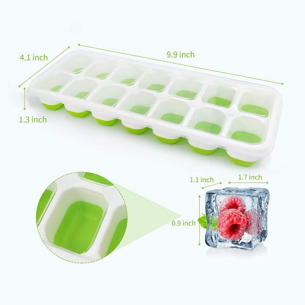 14 Grids Silicone Ice Cube Tray Mold With Clear Cover Popsicle Kichen Summer Mould Fruit Maker Home Freezer Accessories