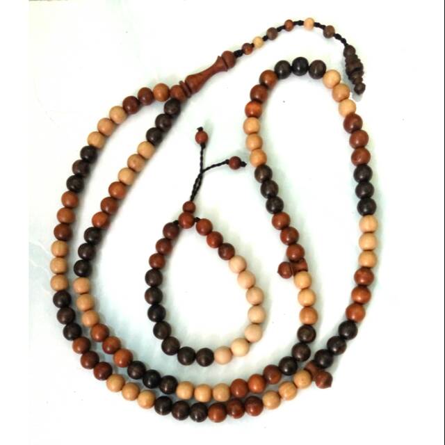 TASBIH KOMBINASI 3 KAYU DAN GELANG KOMBINASI 3 KAYU (STIGI, DEWANDARU, KALIMOSODO) 10 mm