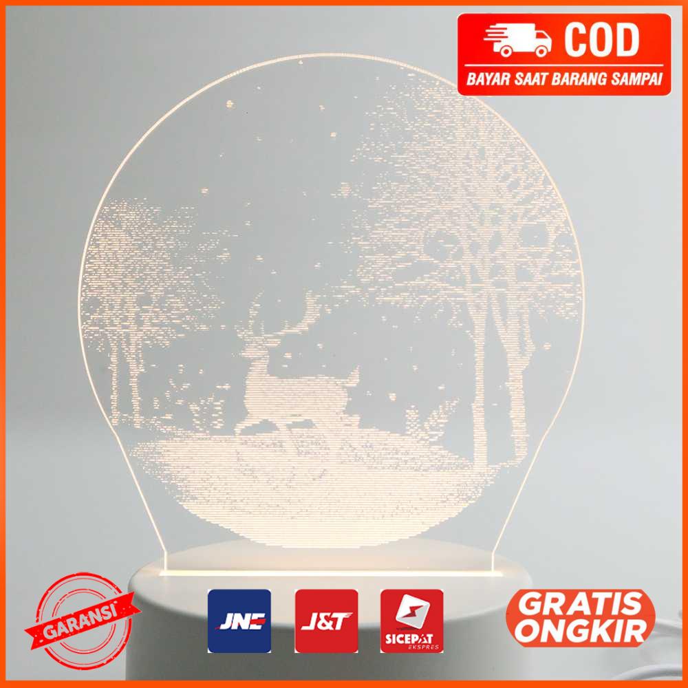 Lampu Tidur 3D LED Transparan Warm White Z-584 Elk Tree