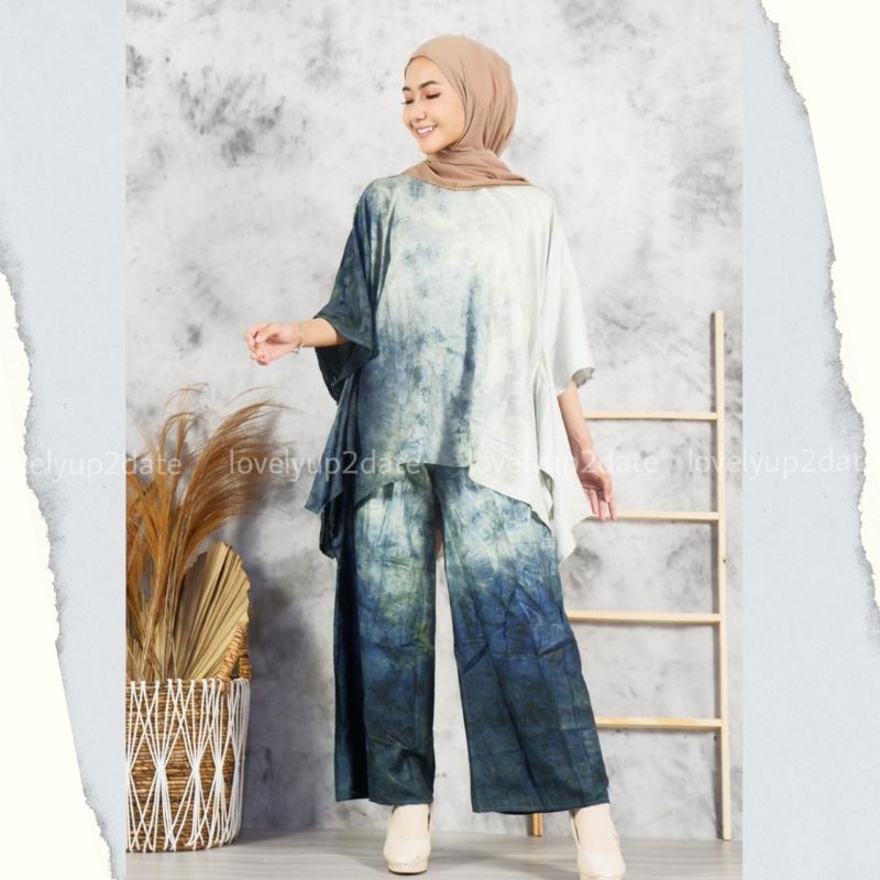 One Set Shibori Setelan Tie Dye Batwing