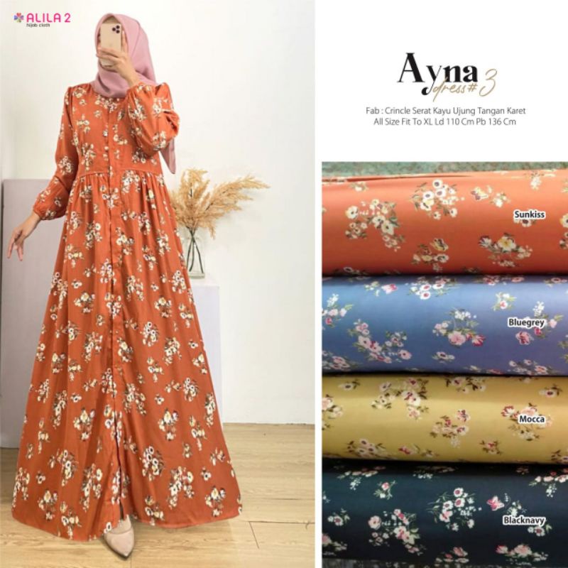 TERFAVORIT DRESS AYNA MAXY || BAHAN CRINGKLE SERAT KAYU BY ALILA