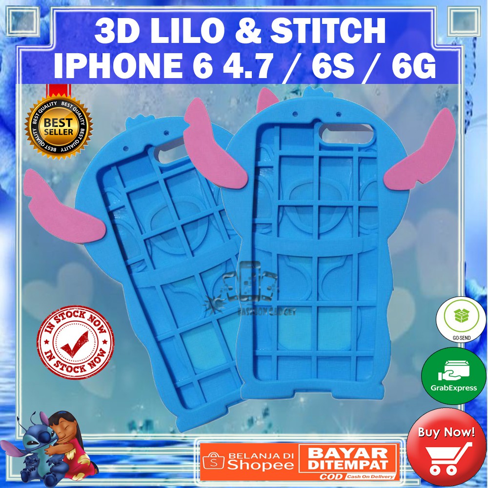 (Gambar Acak Pita / Non Pita) Silikon Untuk Iphone 6 / 7 Uk 4.7 inch iPhone 7+ Case 3D Lilo Stitch