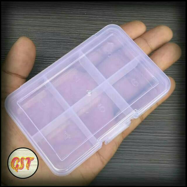 Tempat obat komponen 6 kotak mur baut mini plastik rak
