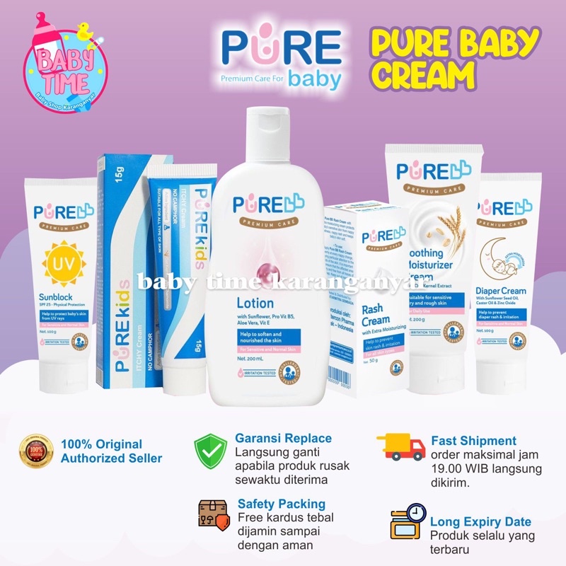 PURE KIDS BB Baby Itchy Diaper Cream Krim Redakan Gatal pada Kulit Anak Purebaby Lotion