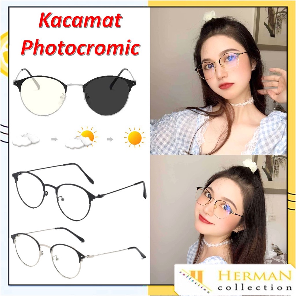 HC Kacamata Photocromic Anti Radiasi 6492 Kaca Mata Wanita Pria Anti Silau Sunglasses Korean Style Photochromic Murah Import