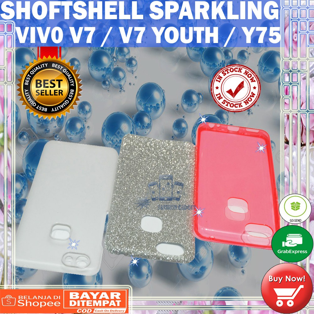 (Warna Acak Pink / Red) Silikon Vivo V7 / V7 Youth / Y75 Ultrathin Vivo V7 Case Sparkling Blink Case Glitter Soft Case Jelly Case Silicone Casing Kasing Kesing Sarung Hp Vivo V7