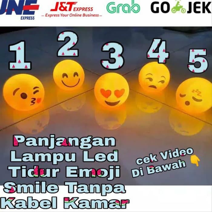 Pajangan Lampu led tidur emoji smile tanpa kabel kamar ACC