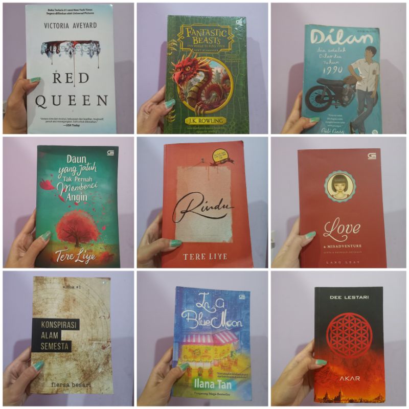 Aneka Novel Preloved Tere Liye Rindu, Daun yang jatuh tak pernah membenci angin, fiersa besari, impo