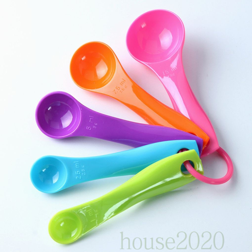 [house2020]5pcs Food-grade Resin Kitchen Measuring Spoons Baking Utensil Set Kit Tools