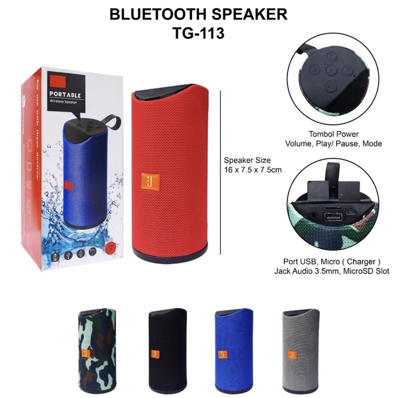 Speaker Bluetooth TG-113 JBL Music Box Panjang BT TG113 Wireless Portable Extra Bass-1