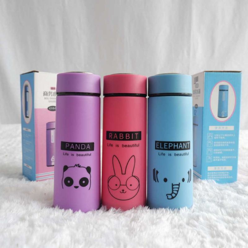 Botol KACA Termos GLASS ANIMAL Kapasitas 450 ML / Botol Kaca Animal Sun Glass / Botol Kaca Karakter Hewan