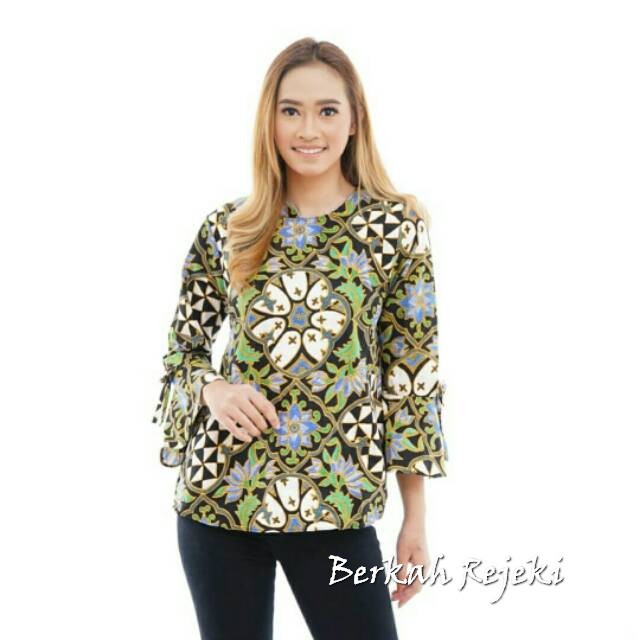 Jual Atasan HA Cewek Biru Batik Berkah Rejeki