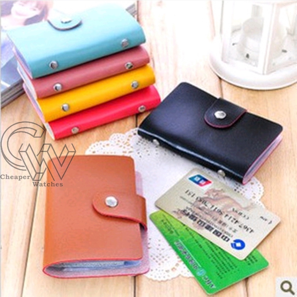 Cheaper-Dompet Kartu 24 Slot Card Holder Dompet Polos Bahan Kulit Sovenir