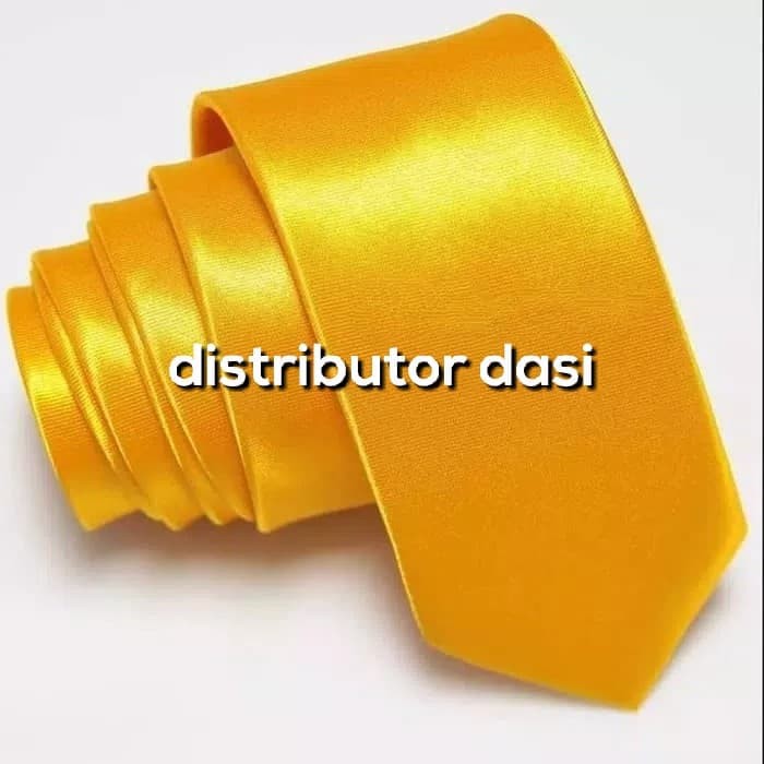 Dasi Panjang Pria Polos Kuning Golden Ukuran Slim 2 Inch 5 cm dan 3 inch 8 cm