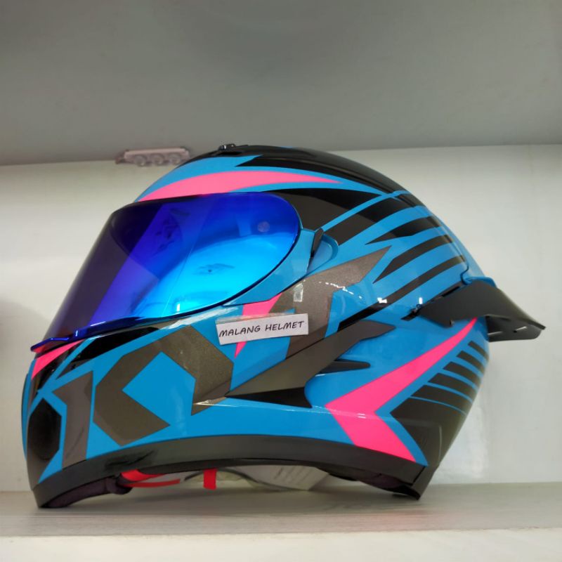Helm KYT Falcon Radian Blue - Paket Ganteng