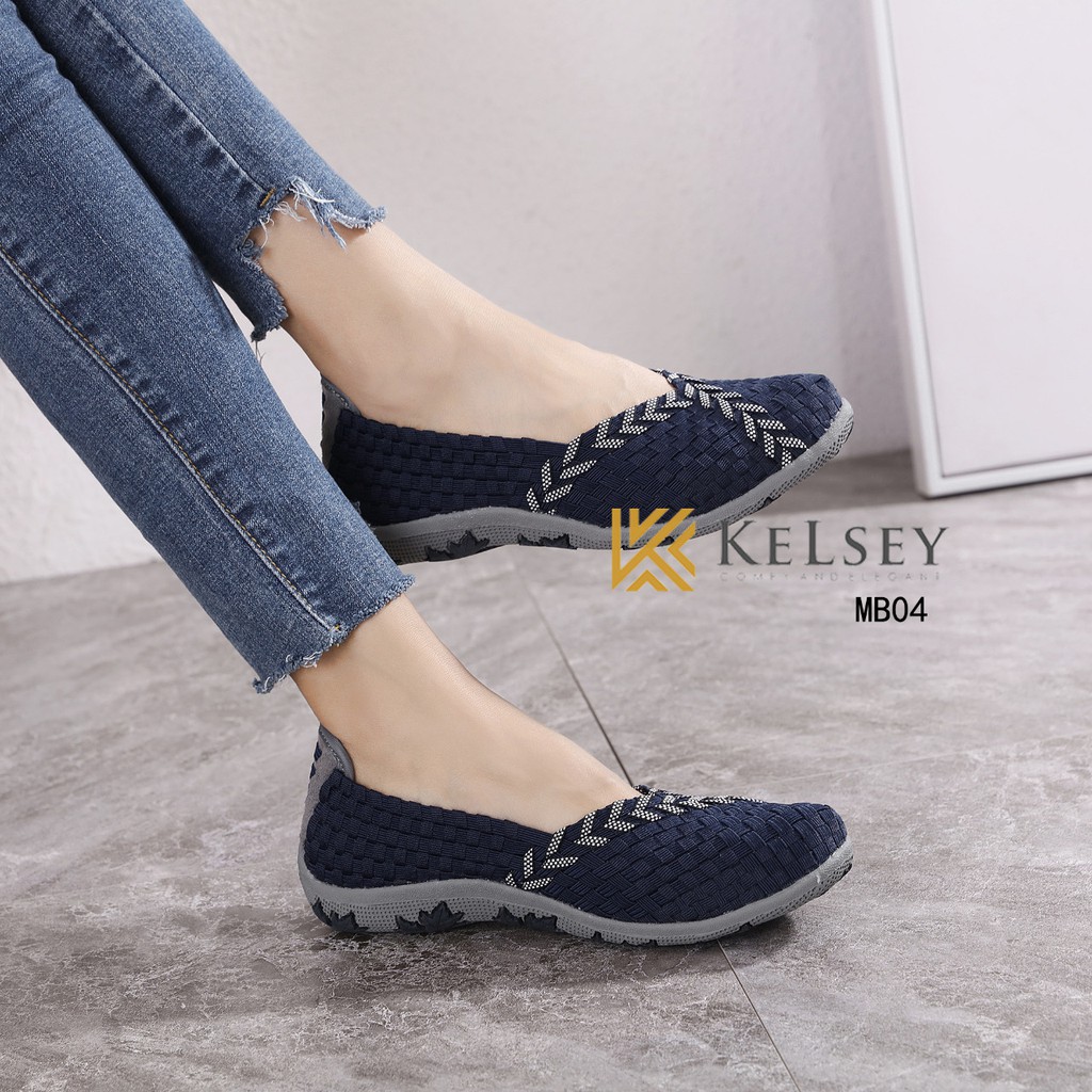 Kelsey Sepatu Rajut Wanita MB04 Sepatu Rajut Flat Wanita Flats Shoes Rajut anyaman