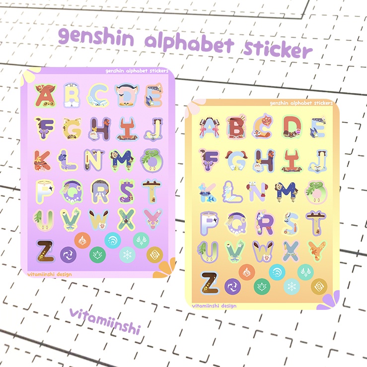 

Alphabet Glitter Sticker Sheet Genshin Impact