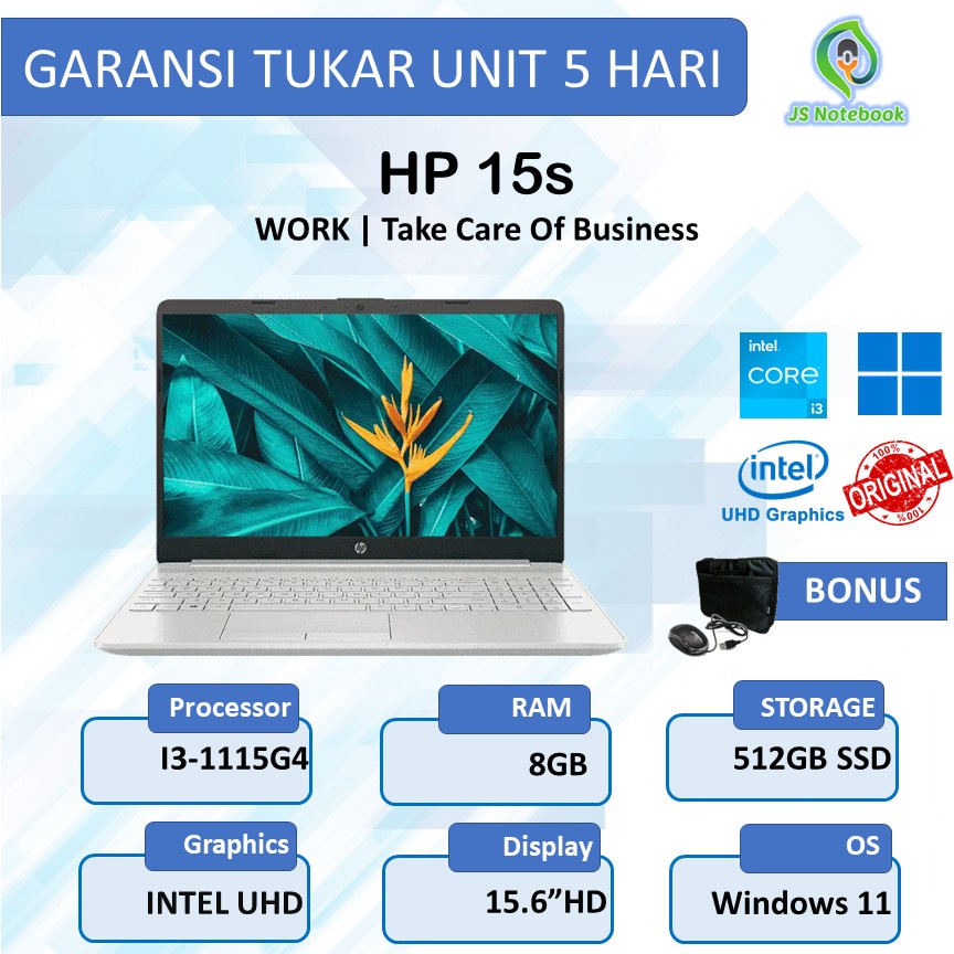 HP 15S DU3577TU I3 1115G4 8GB 512SSD W11+OHS 15.6HD SILVER