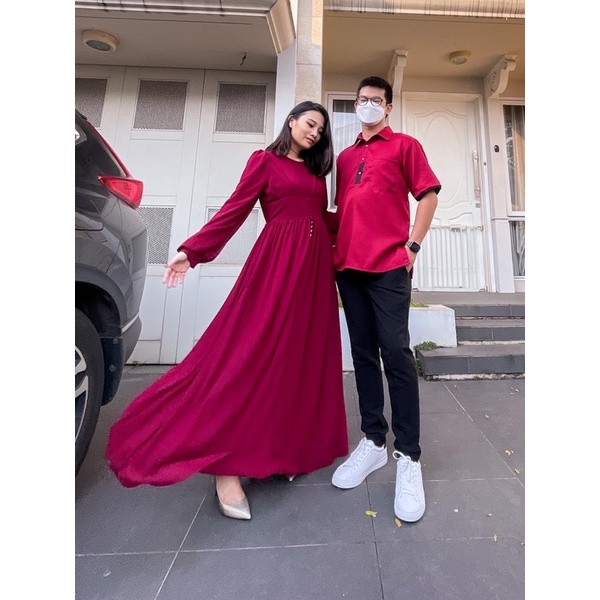 Vanesha Margaretta - Couple 624#Gamis+Kemeja / set keluarga /Fashion Couple/Couple Lebaran family