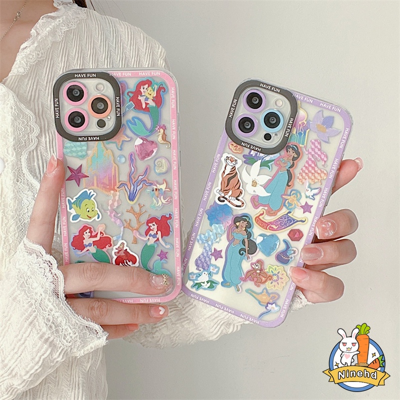 Soft Case Silikon Motif Kartun Perempuan Untuk Compatible for iPhone 14 13 12 11 Pro Max X Xr Xs Max iPhone 8 7 6 6s Plus SE 2020 Cartoon Beautiful Girl Phone Case Sticker Style Clear Silicone Shockproof Phone Protective Cover