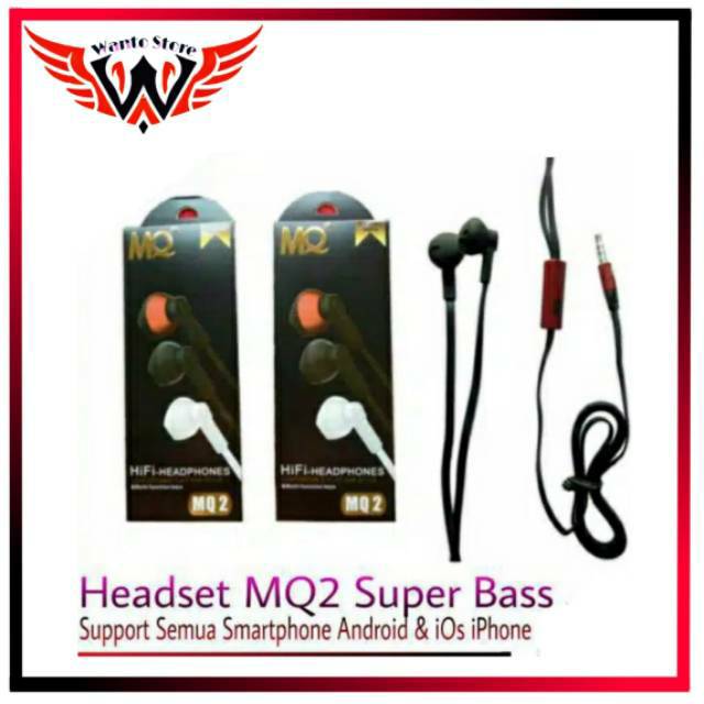 Headset MQ2 Mega Bass For Android And iOs iPhone / Earphone/Headset MQ2