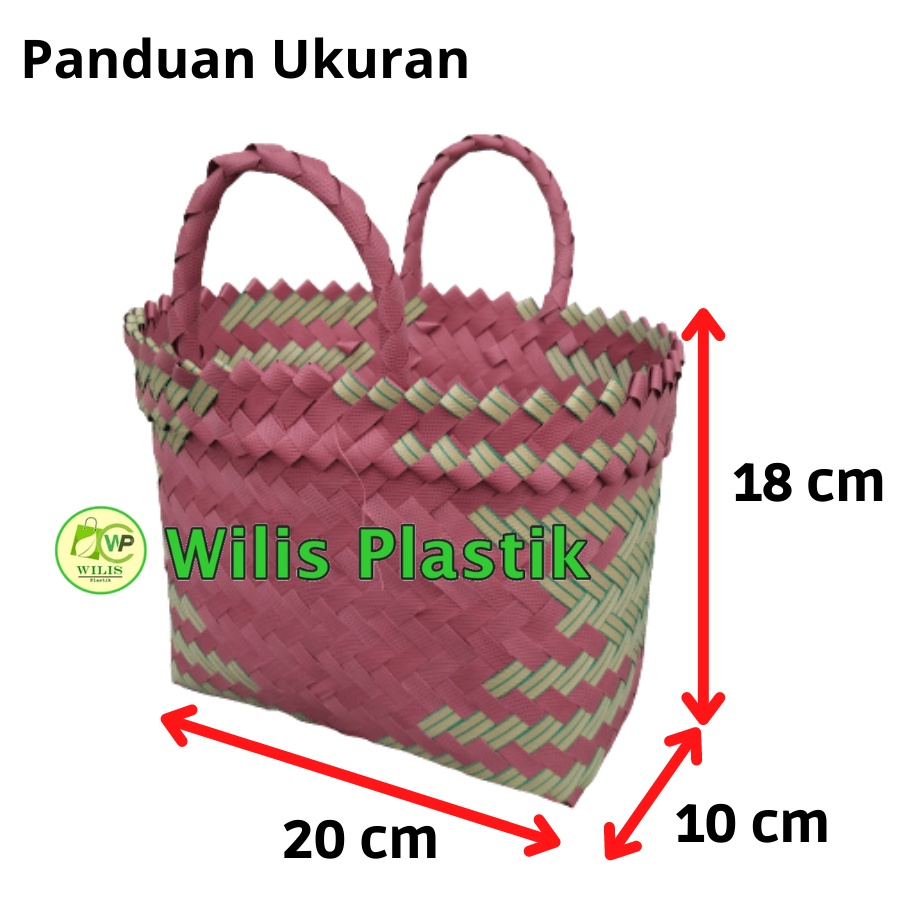 Tas Anyaman Plastik Hampers Lurik Kecil Handle 1 Tas Souvenir Keranjang Jinjing Tas Wanita Parcel Hantaran Belanja Pasar