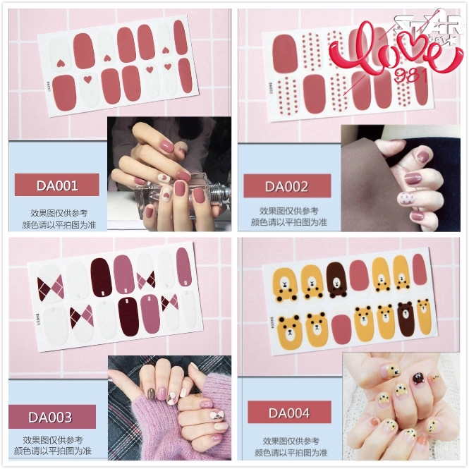 DA001-020 Stiker Kuku,3D Korea Tahan Lama Anti Air,Nail sticker,Dekorasi kuku,art,Fake nails,kuku