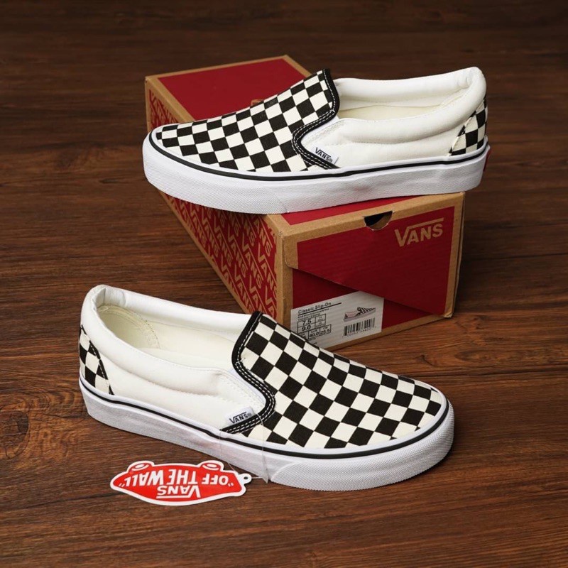 Sepatu Vans Slip On Mono OG Checkerboard Black White PREMIUM BNIB