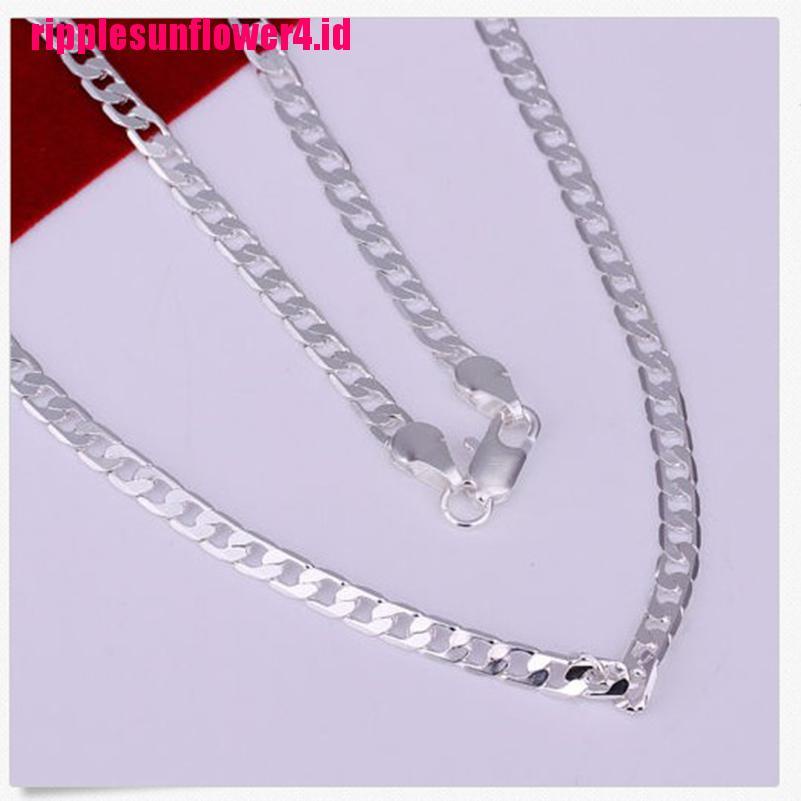 Kalung Rantai Flat Bahan Sterling Silver 925 Untuk Pria