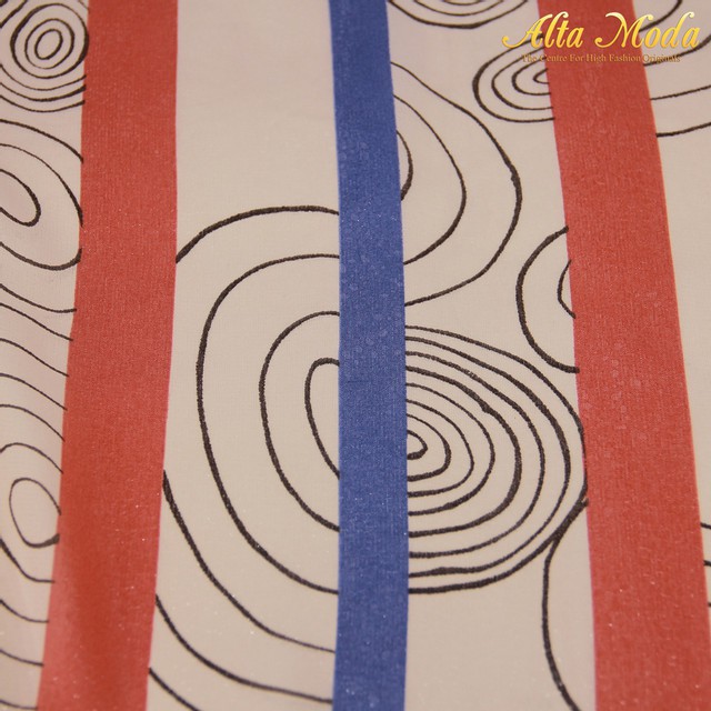 

Alta Moda Georgette Putih Garis Merah Biru (1M)