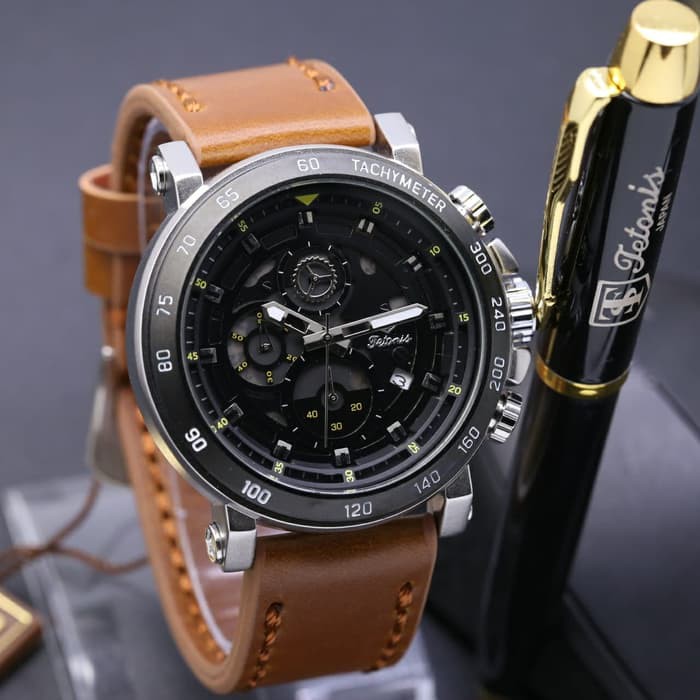 JAM TETONIS TS6022 CHRONO ACTIVE PAKET PULPEN ORI ANTI AIR BROWN SILVER  ARMY