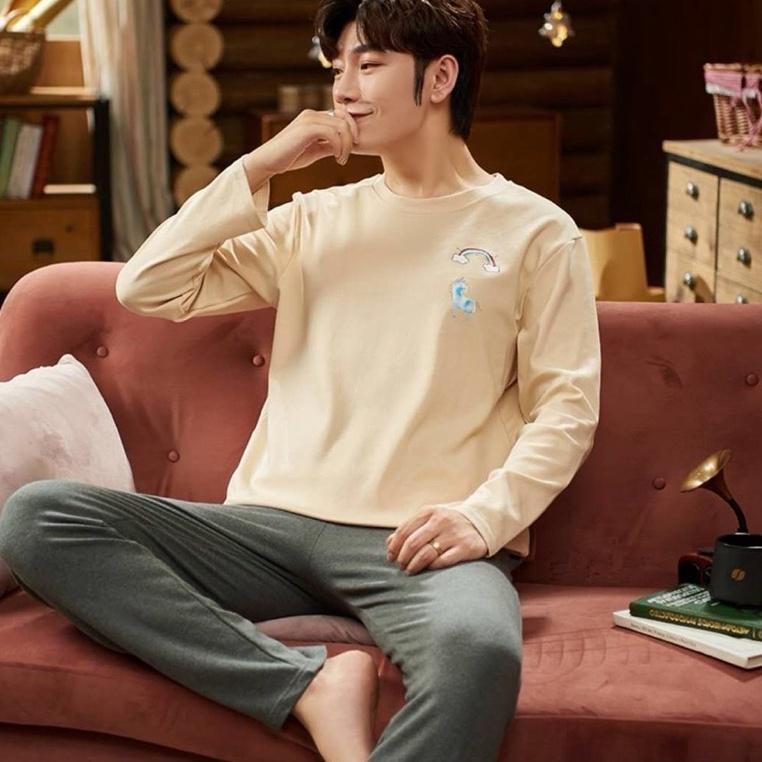 GU.299518– PIYAMA COWOK REMAJA ABG SETELAN CELANA PANJANG KAOS IMPORT SIZE L-3XL MOTIFBAJU TIDUR PRI