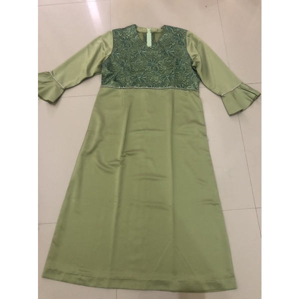 Dress gamis jumbo hijau mint brukat bekas Preloved kondangan