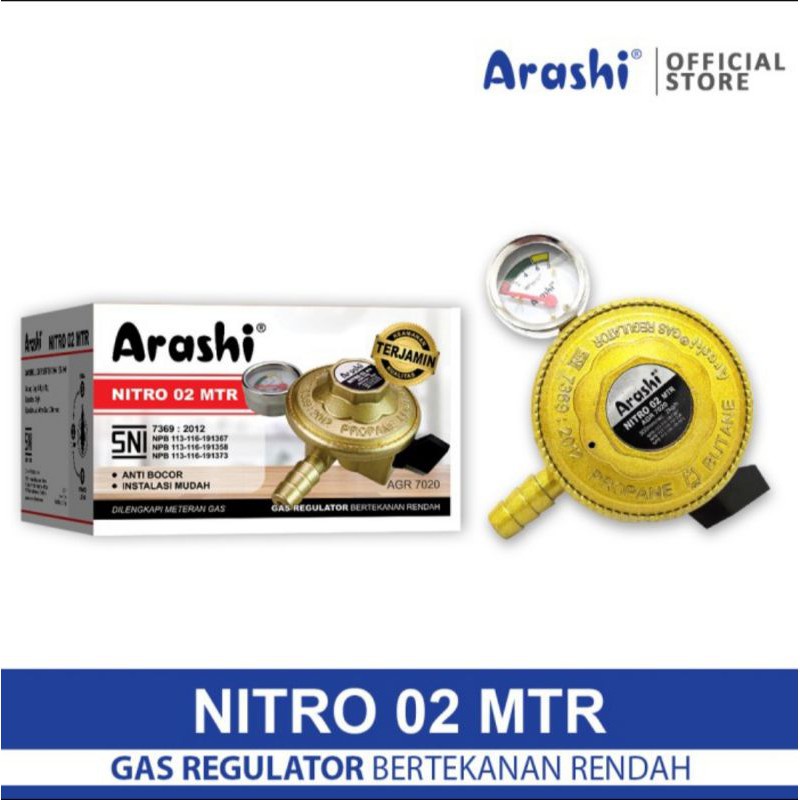 ARASHI Regulator Meter Nitro 02 / Kepala Gas / Anti Bocor / SNI