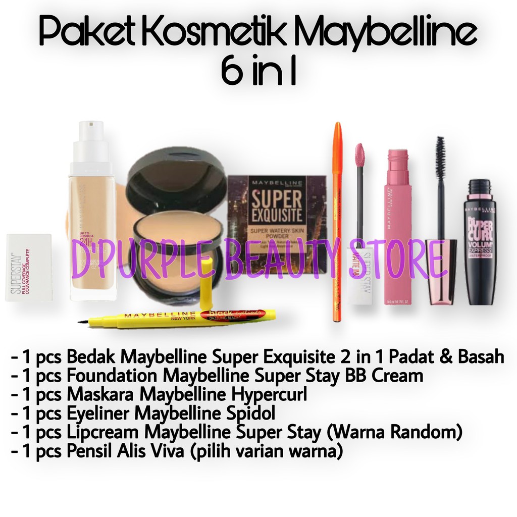 Paket Kosmetik Maybelline Lengkap Murah 6 In 1