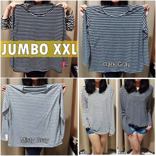 VS -  KAOS PANJANG SALUR STEVY L,XL,XXL  JUMBO TERMURAH / STEVI / STEVIA TOP  ADEM TSHIRT