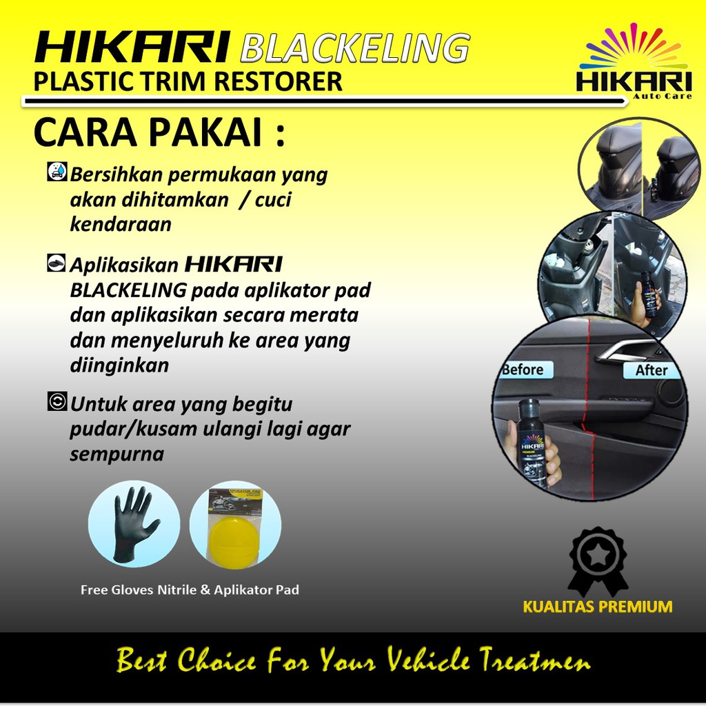 PROMO - Penghitam Body Dashboard Kasar Motor Mobil Permanen Plastic Trim Restorer Back To Black