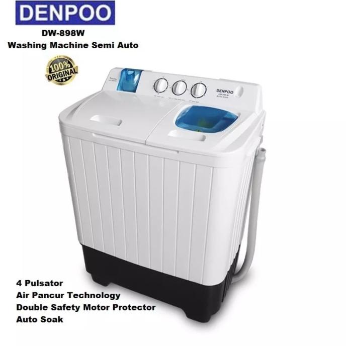 MESIN CUCI 2 TABUNG DENPOO 8KG DW898 TWIN TUBE DW 898