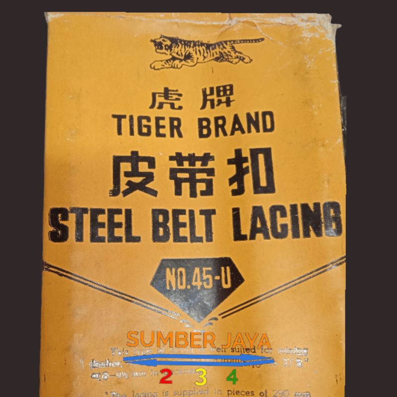 kuku macan sambungan steel belt lacing no 45 tiger brand