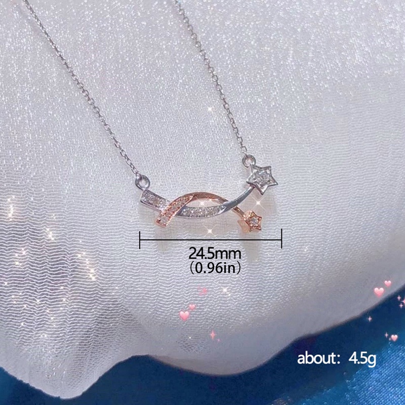 Kalung Liontin Bintang Dua Warna Bahan Cubic Zircon Untuk Wanita