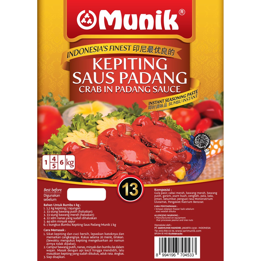 Bumbu Munik Kepiting Saus Padang 1000gr Shopee Indonesia