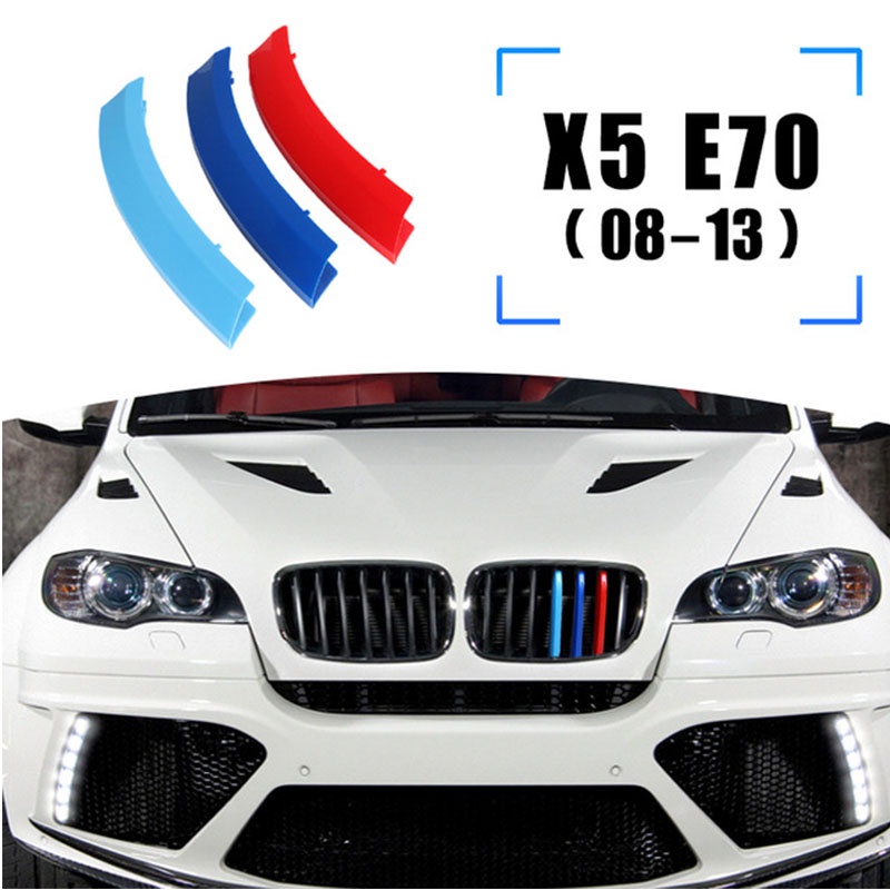 3pcs Strip Trim Grill Depan Warna Jerman Untuk BMW X5 E70 E53 F15 G05 99-21