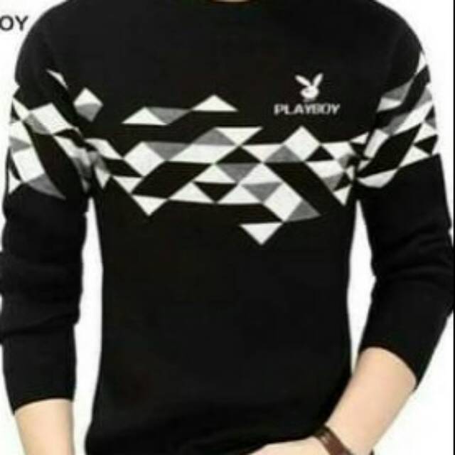 sweater playboy putih bayterri