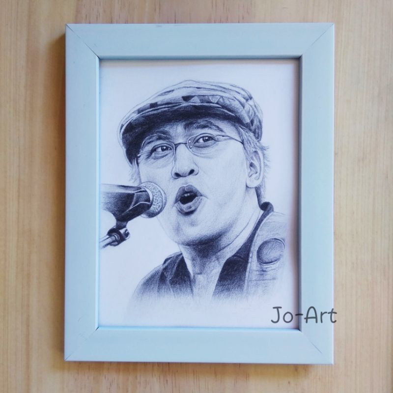 Lukisan Wajah Pensil Hitam Putih (Bingkai) Kado Unik,sketsa wajah