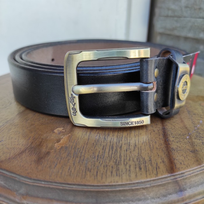 sabuk kulit asli pria 3 cm // sabuk kulit sapi 1 lapis - Hitam