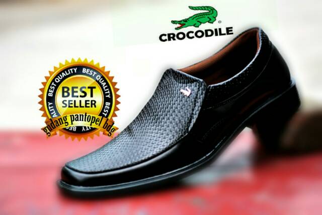 CROCODILE Premium Hitam | Sepatu Pantofel Santai Casual Kerja Kuliah Pria/Cowok/Nikahan