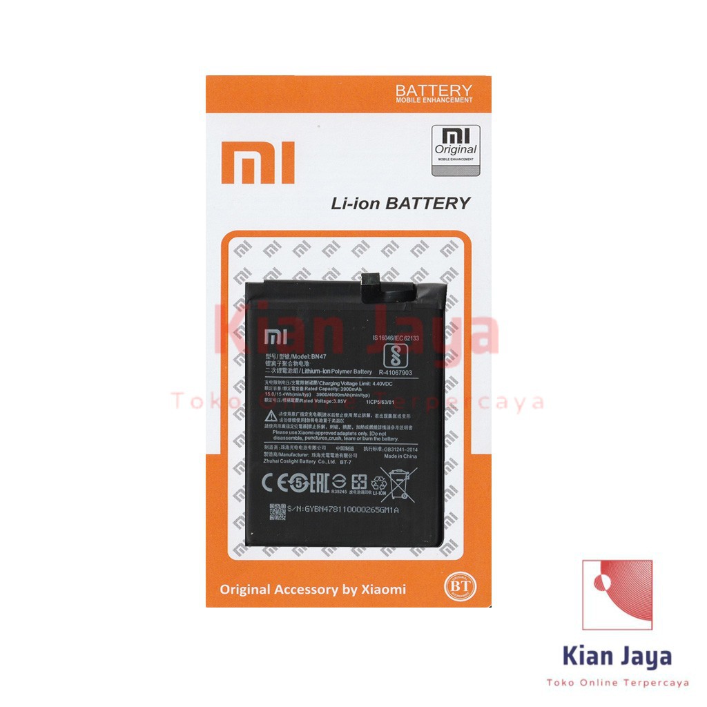 Baterai Redmi 6 Pro / Mi A2 Lite BN47 Original OEM Batre Batrai Battery Handphone Hp MiA2 Ori