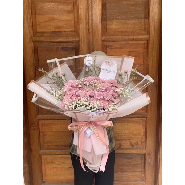 (BUNGA ASLI) FRESH PINKY ASTER WITH DRIED FLOWER