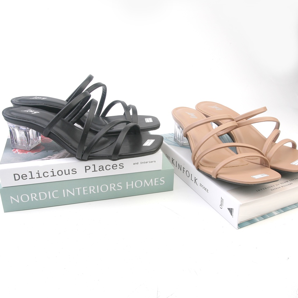 Sandal Hak Kaca High Heels 5 cm Wanita Terbaru Kekinian Pesta